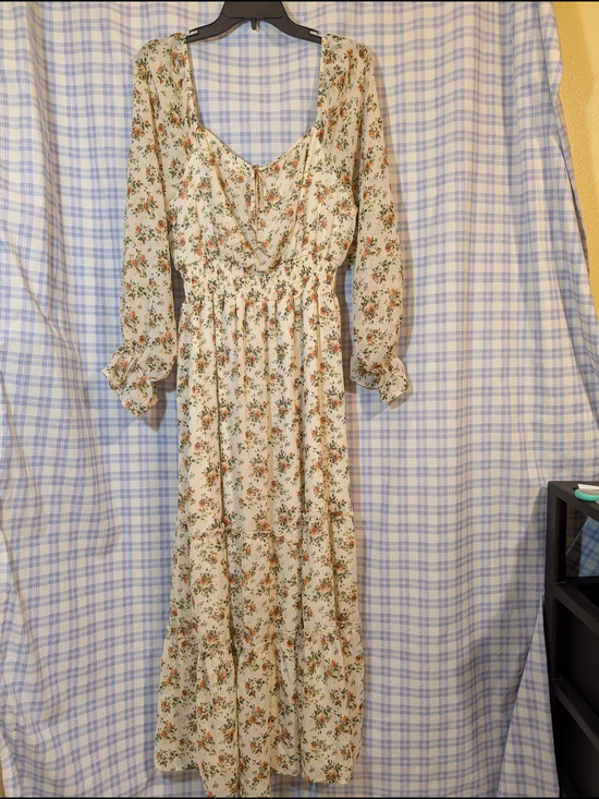 Justify Dresses & Skirts - Justify Cream Maxi Dress with Orange & Green Floral Print